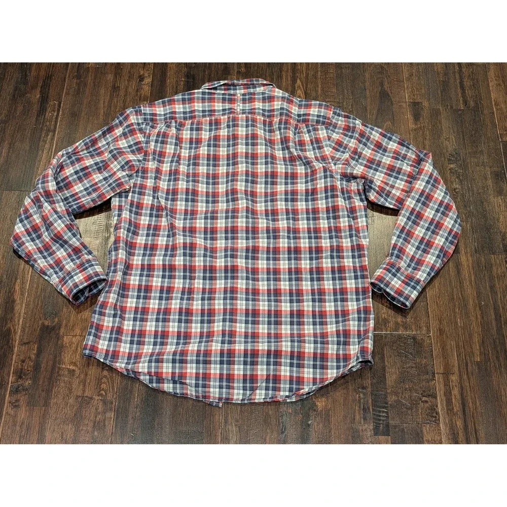 Banana Republic Shirt Mens Large Red Blue Plaid Long Sleeve‎ Button Down Casual